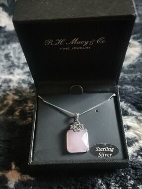 Sterling Silver Pink Gemstone Pendant Necklace